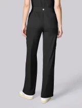 Back view of Healing Hands HH Works Women's Wide Leg Scrub Pant HH00045 in Black