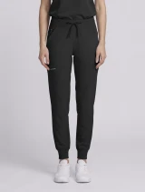 Front view of Healing Hands HH Works Women's Rhea Jogger Scrub Pant HH050 in Black