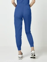 Back view of Med Couture Touch Women's Double Cargo Jogger Scrub Pant MC7705 in Royal