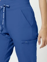 Cargo pocket detail of Med Couture Touch Women's Double Cargo Jogger Scrub Pant MC7705 in Royal