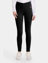 Front view of Med Couture Amp Knit Women's Medical Legging Scrub Pant MC151 in Black