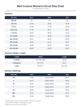 Size chart for Med Couture Amp Knit Women's Medical Legging Scrub Pant MC151