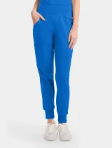 Front view of Med Couture Amp Knit Women's Jogger Scrub Pant MC152 in Royal