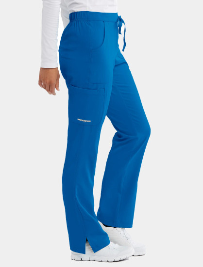 Right side view of the Skechers by Barco women's scrub pant #SK201 in royal.