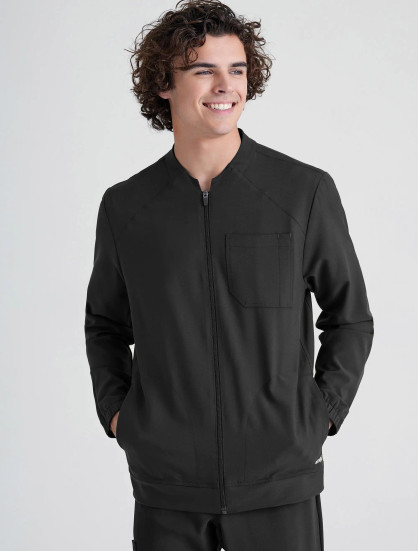 Front view of Grey's Anatomy Evolve Men's Cycle Warm-Up Jacket #GSSW887