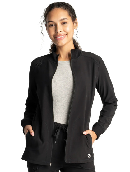 Front view of the Sanibel Sustain women's zip front jacket #PL327 in black.