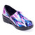 Front view of Savvy Clog in Purple Aztec