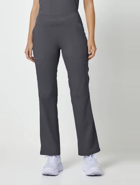 Front view of Healing Hands Purple Label Women's Tori Yoga Waist Scrub Pant 9133 in Pewter