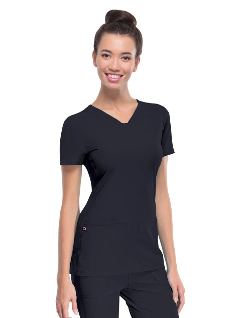 Front view of Heartsoul scrubs Shaped V-Neck top in pewter #20710