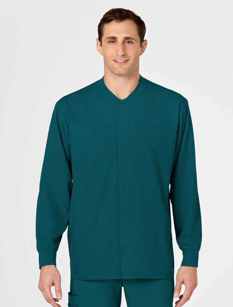 Front view of the Wink Pro men's scrub jacket #8319 in caribbean.