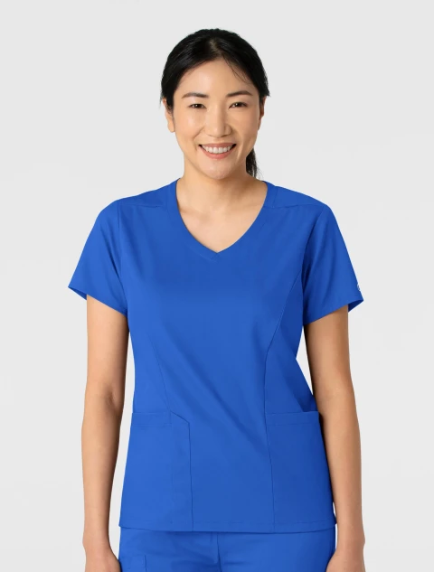 Front view of WINK Boundless Women's 2-Pocket V-Neck Scrub Top 6251 in Royal