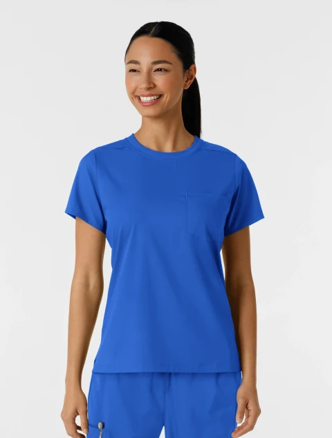 Front view of WINK Boundless Women's Crew Neck Classic Scrub Tee 6451 in Royal