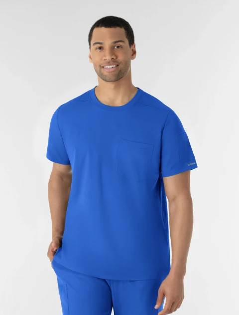 Front view of WINK Boundless Men's Crew Neck Classic Scrub Tee 6651 in Royal