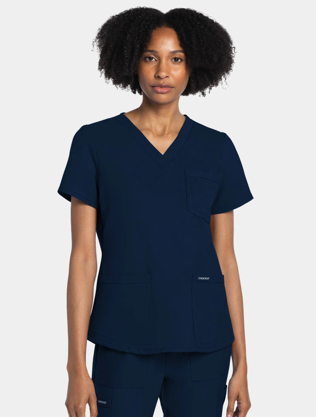 Front view of the Workwear Originals Ultra women's top #CK961A in navy.