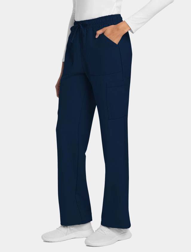 Front view of the Cherokee Workwear Originals Ultra women's scrub pant #CK272A in navy.