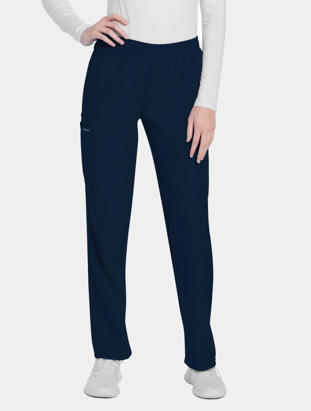 Front view of the Workwear Originals Ultra women's scrub pant #CK218A in navy.