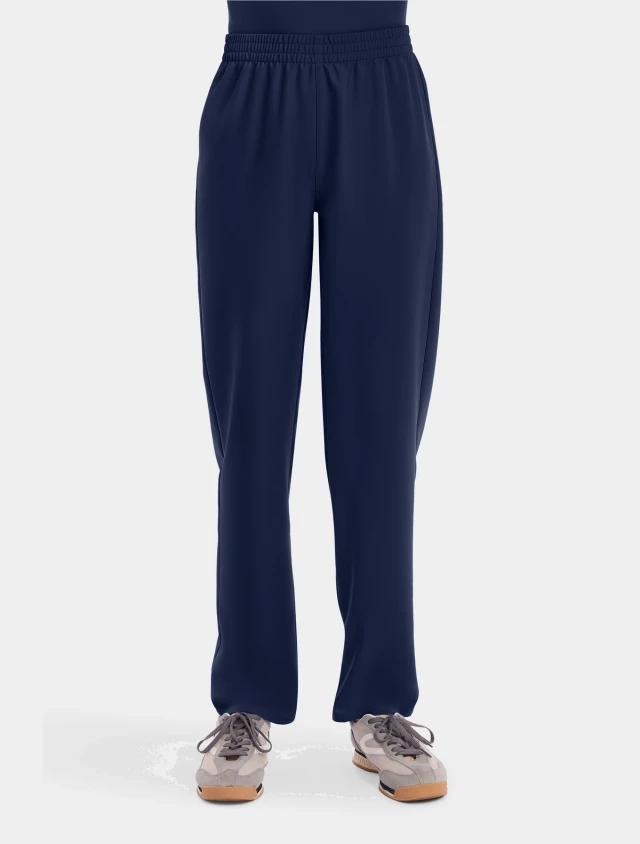 Front view of Cherokee Workwear Originals Ultra Unisex No Pocket Straight Leg Scrub Pant CK269A in Navy