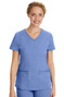 Front view of the women's Healing Hands Purple Label scrub top #2245 in ciel.