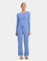 Full-length model view of Healing Hands Purple Label Women's Taylor Drawstring Bootcut Scrub Pant 9095 in Ciel