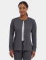 Front view of Healing Hands Purple Label Women's Daisy Snap-Up Scrub Jacket 5063 in Pewter