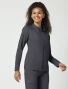 Right side view of Healing Hands Purple Label Women's Dakota Zip-Up Scrub Jacket 5038 in Pewter