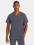 Right side view of Healing Hands Purple Label Men's Jake 3 Pocket V-Neck Scrub Top 2331 in Pewter