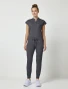 Full-length model view of Healing Hands Purple Label Women's Toby Drawstring Jogger Scrub Pant 9244 in Pewter