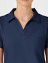 Collar view of the women's Wink W123 scrub top #6955 in navy.
