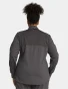 Back view of Cherokee Workwear Revolution Women's Zip Front High-Low Scrub Jacket WW301 in Pewter