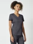 Right side view of Cherokee Workwear Revolution Women's Petite V-Neck Scrub Top WW612P in Pewter