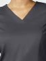 V-neck close-up of Cherokee Workwear Revolution Women's Petite V-Neck Scrub Top WW612P in Pewter