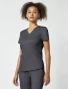 Left side view of Cherokee Workwear Revolution Women's Petite V-Neck Scrub Top WW612P in Pewter