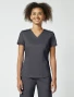 Front view of Cherokee Workwear Revolution Women's Petite V-Neck Scrub Top WW612P in Pewter