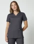 Front view of Cherokee Workwear Revolution Women's V-Neck Scrub Top WW620 in Pewter