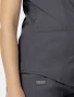 Patch pocket detail of Cherokee Workwear Revolution Women's Maternity Mock Wrap Scrub Top WW688 in Pewter