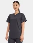 Left side view of Cherokee Workwear Revolution Unisex V-Neck Scrub Top WW625 in Pewter