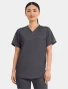 Front view of Cherokee Workwear Revolution Unisex V-Neck Scrub Top WW625 in Pewter