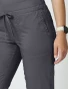 Front pocket detail of Cherokee Workwear Revolution Women's Straight Leg Drawstring Cargo Scrub Pant WW105 in Pewter