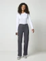 Full-length model view of Cherokee Workwear Core Stretch Unisex Drawstring Straight Leg Cargo Scrub Pant 4043 in Pewter