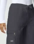 Cargo pocket detail of Cherokee Workwear Core Stretch Unisex Drawstring Straight Leg Cargo Scrub Pant 4043 in Pewter