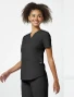 Side view of Cherokee Workwear Professionals Women's V-Neck Top #WW665 in Black