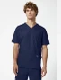 Front view of Cherokee Workwear Professionals Men's V-Neck Top #WW695 in Navy
