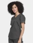 Left side view of Cherokee Workwear Revolution Women's Tuckable V-Neck O.R. Scrub Top WW657 in Pewter