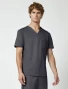 Right side view of Cherokee Workwear Revolution Men's Tuckable V-Neck Scrub Top WW690 in Pewter
