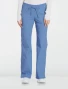 Front view of Cherokee Workwear Core Stretch Women's Low Rise Drawstring Flare Leg Cargo Scrub Pant 24001 in Ciel