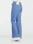 Left side view of Cherokee Workwear Core Stretch Women's Low Rise Drawstring Flare Leg Cargo Scrub Pant 24001 in Ciel