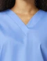 V-neck close-up of Cherokee Workwear Originals Women's Dolman Sleeve V-Neck Scrub Top 4700 in Ciel