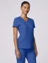 Right side view of Med Couture Insight Women's Side Pocket V-Neck Scrub Top MC2468 in Royal