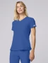 Left side view of Med Couture Insight Women's 1-Pocket V-Neck Scrub Top MC2432 in Royal