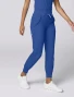 Right side view of Med Couture Insight Women's Drawstring Cargo Jogger Scrub Pant MC2711 in Royal